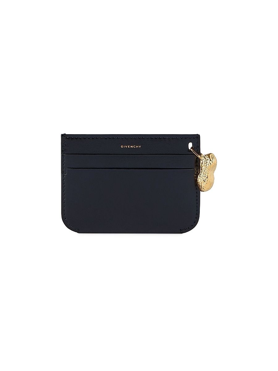 Women's Lucky Charms Card Holder in Box Leather - Black