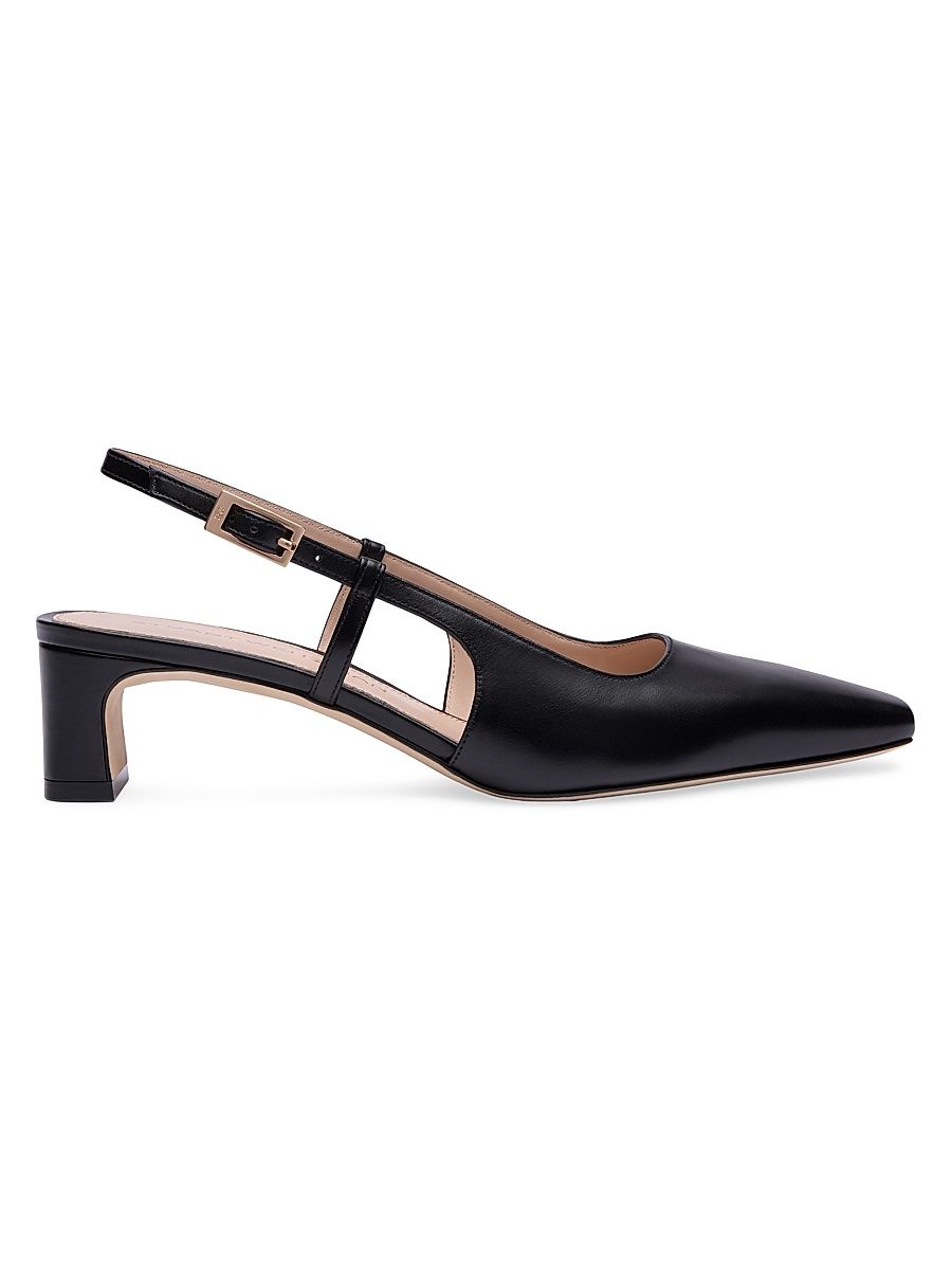 Women's Baby Babette 40MM Leather Slingback Pumps - Black - Size 9.5