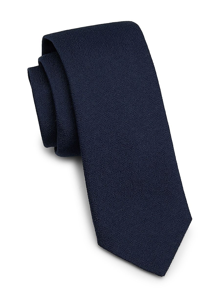 Men's Wool-Silk Tie - Navy