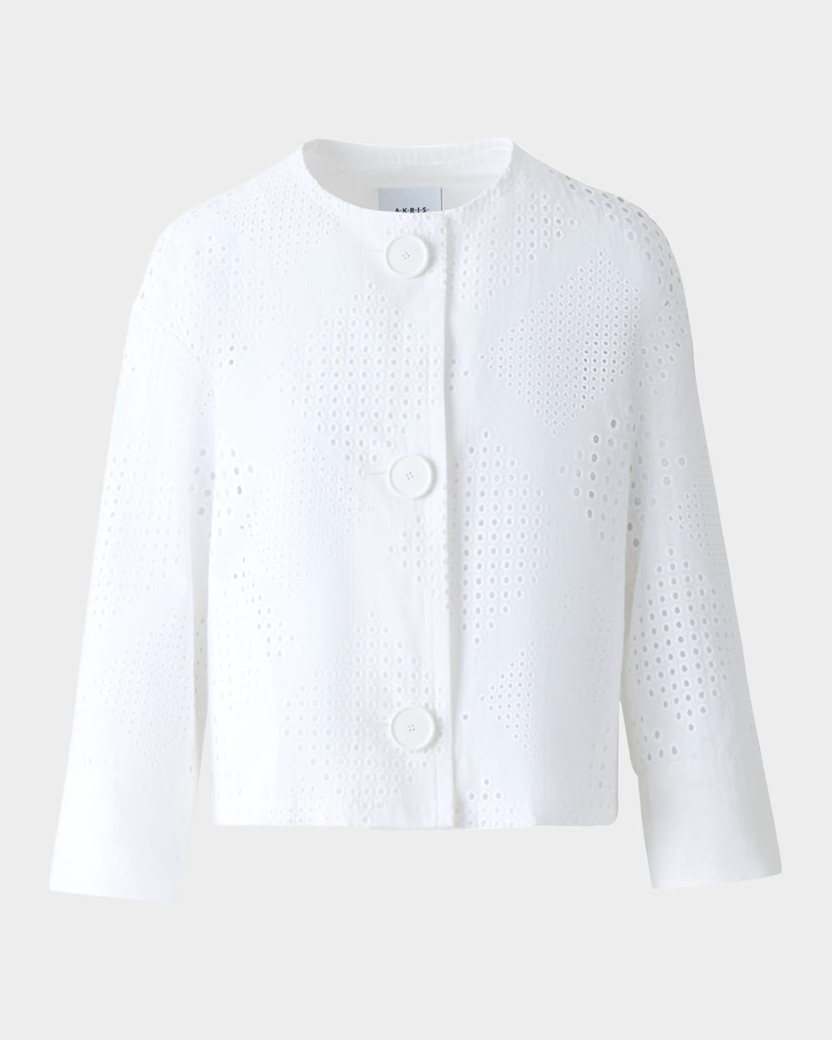Boxy Diamond Eyelet Cotton Poplin Jacket