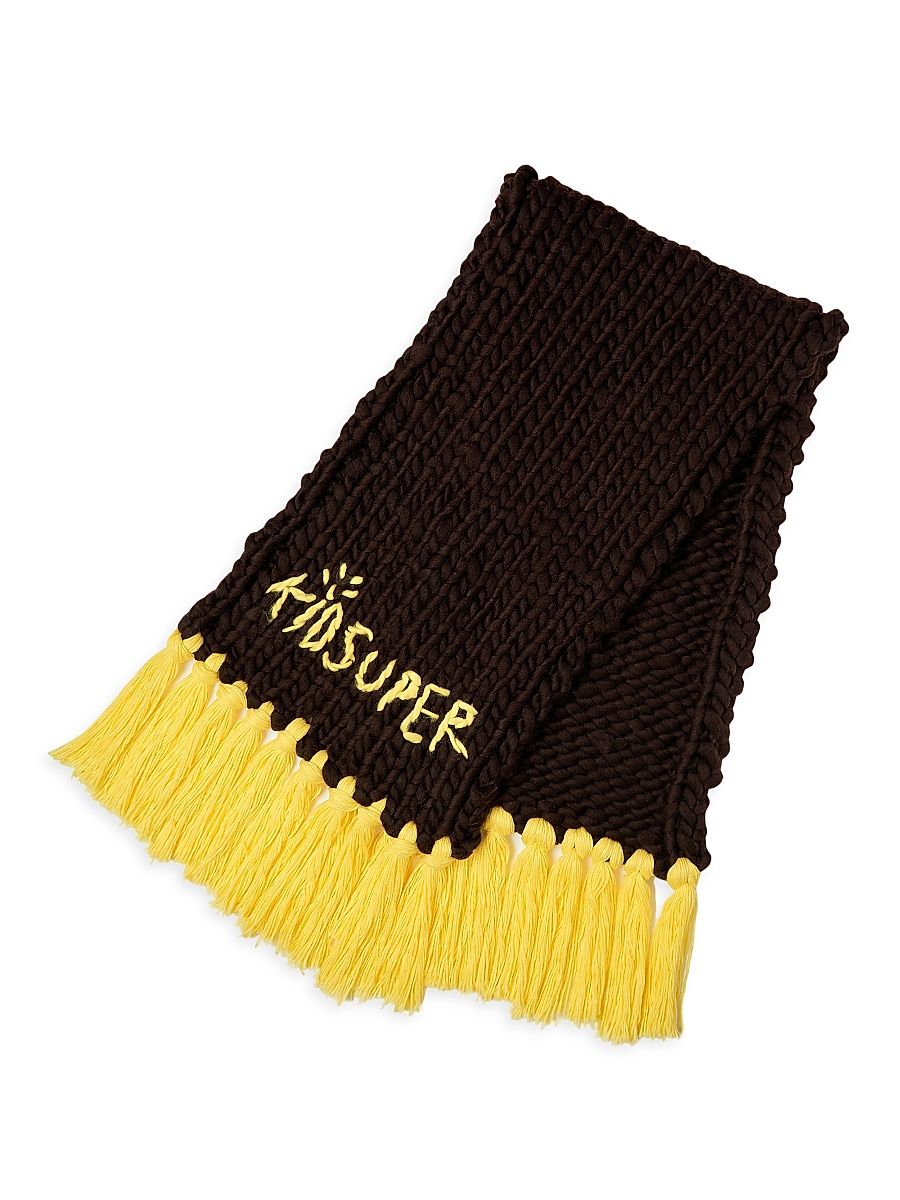 Men's Hand Knit Chunky Scarf - Brown