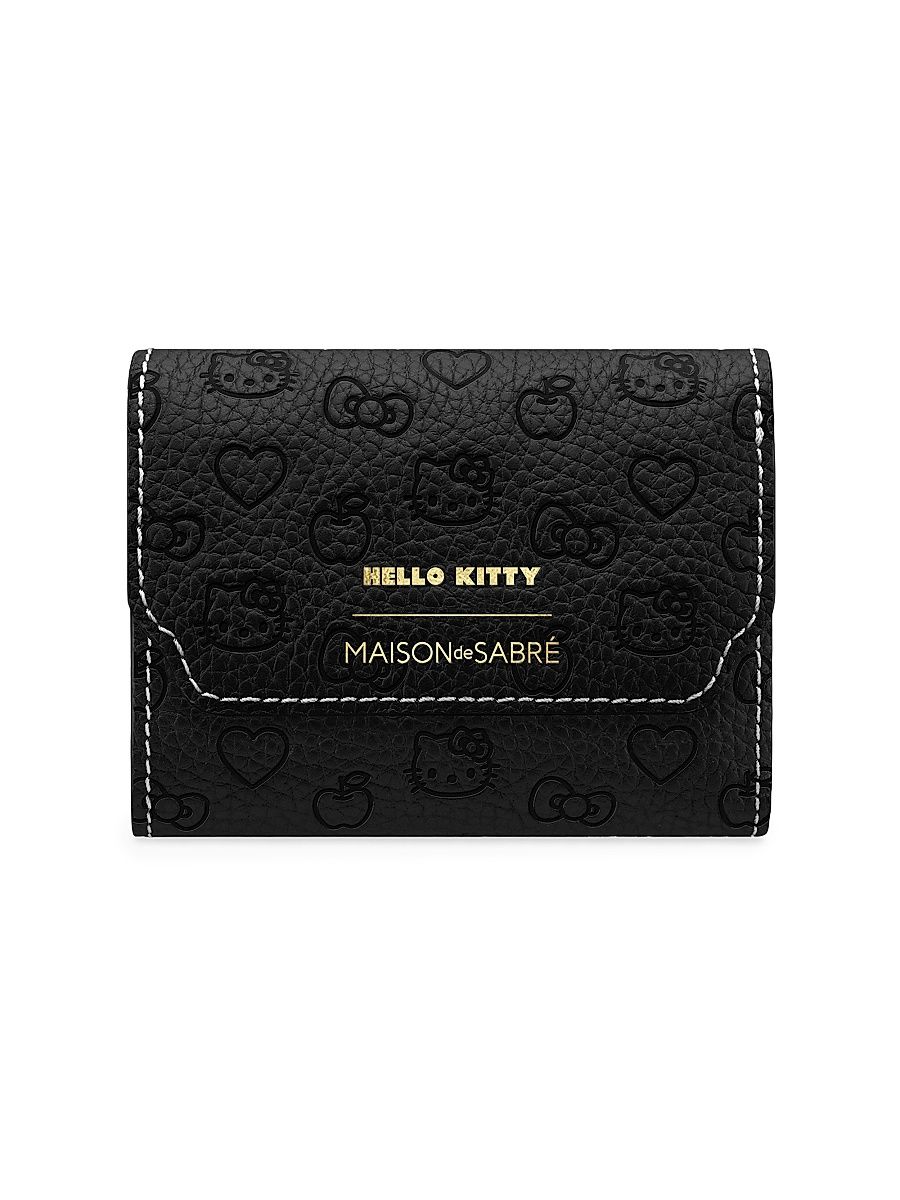 Women's Hello Kitty Leather Trifold Wallet - Black