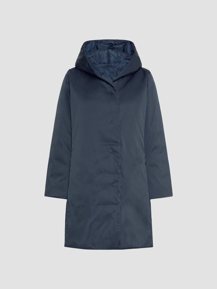 Weekend Max Mara Women's Reversible Down Coat in Water Repellent Taffeta - Navy - Size 12