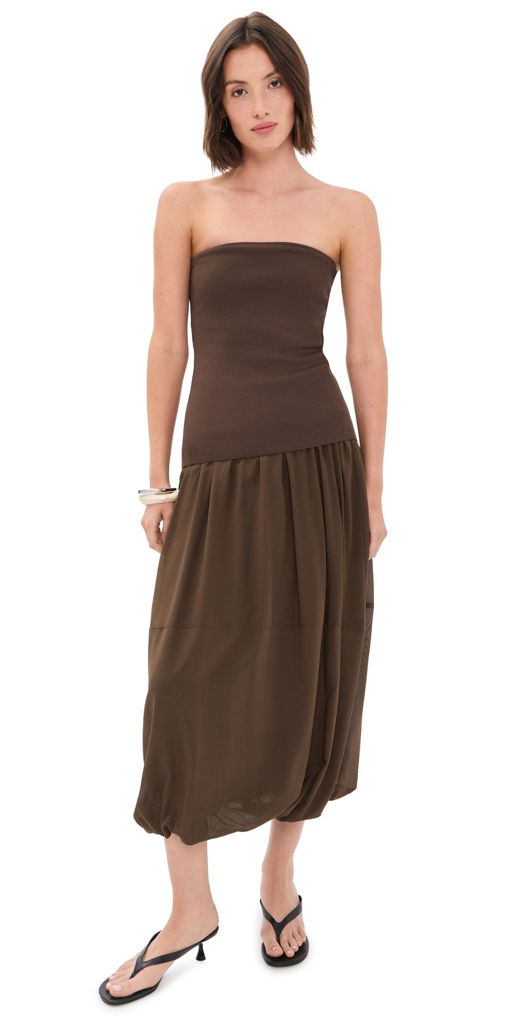 St. Agni Strapless Balloon Hem Dress Cedar XXS