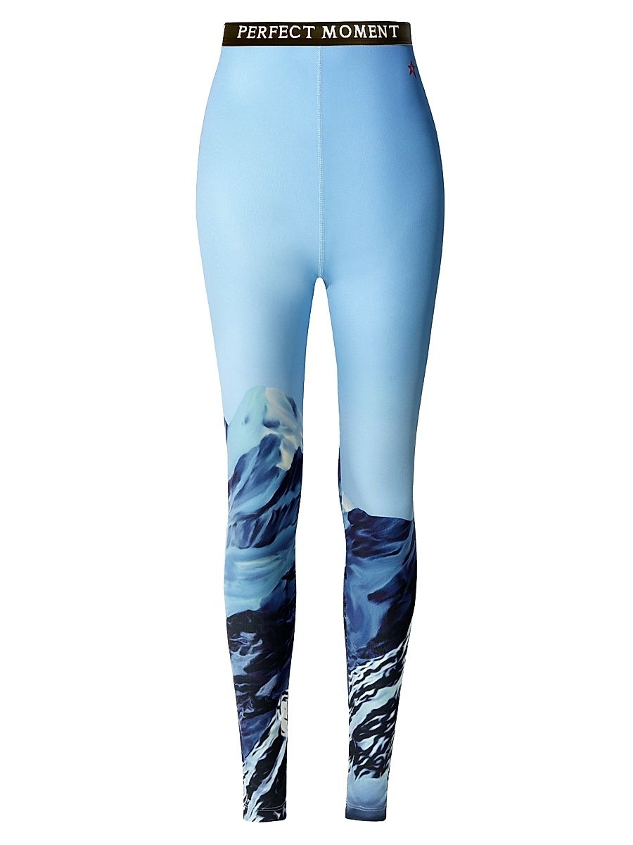 Women's Printed Base Layer Leggings - Ski Lift Blue - Size XL