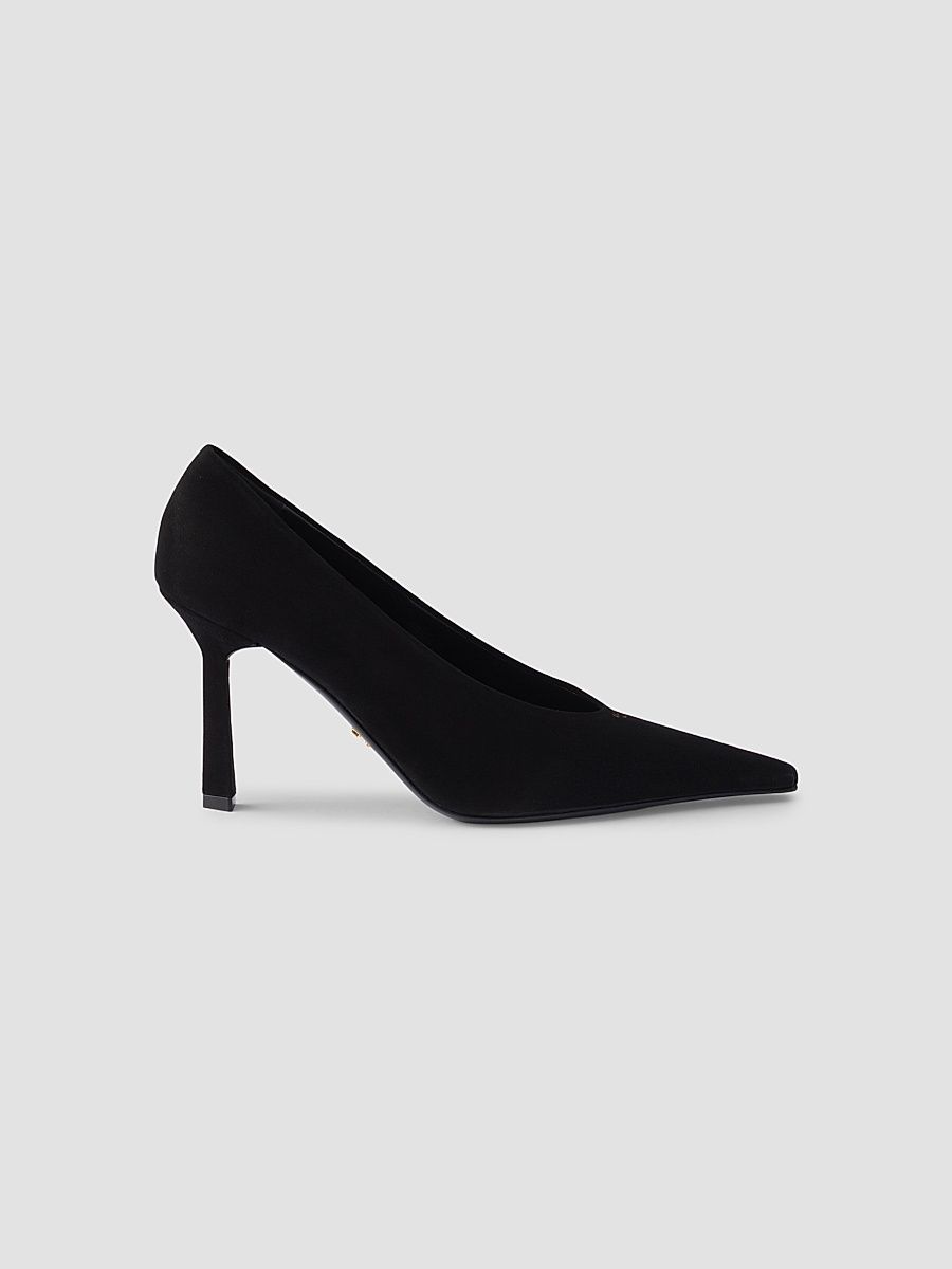 Women's Suede Pointy Toe Pumps - Black - Size 6