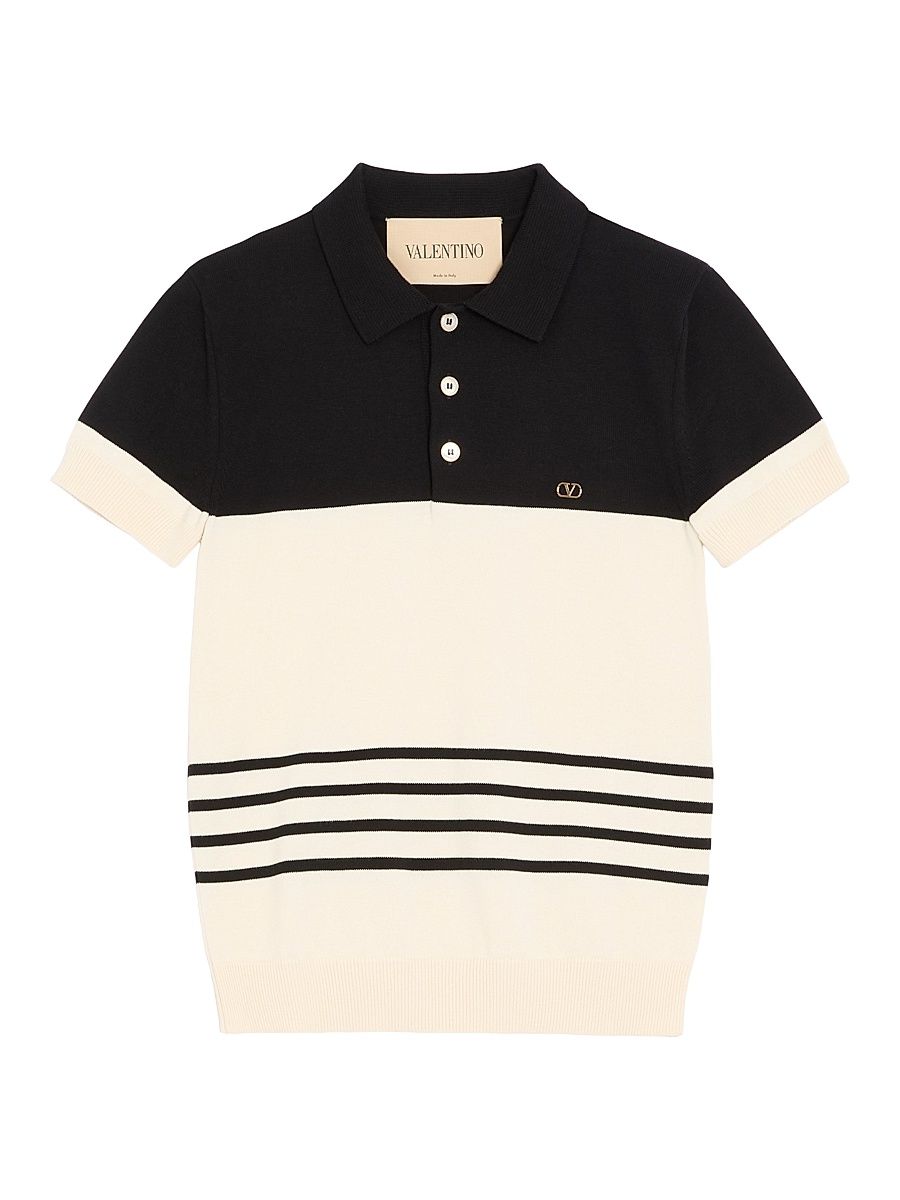 Men's Wool Polo Shirt with VLogo - Butter Black - Size Small