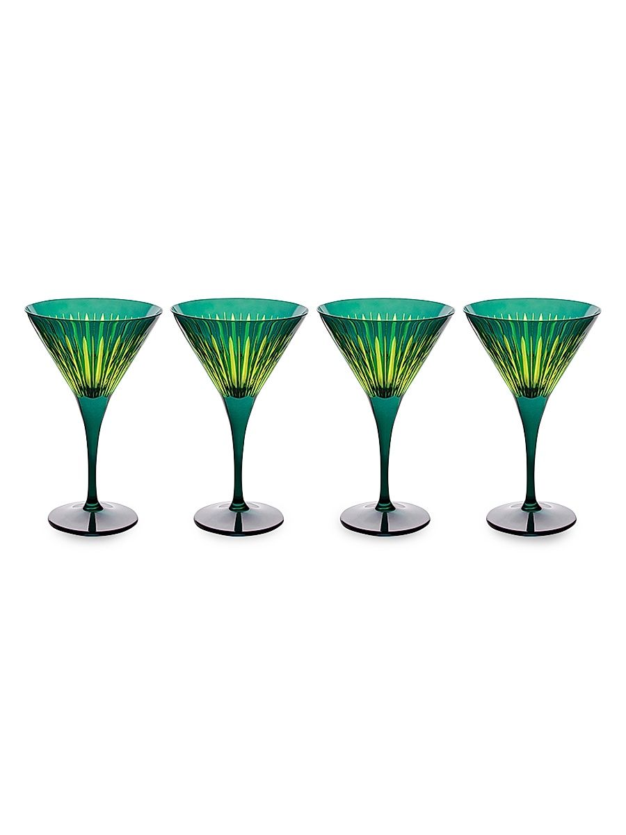 Prism 4-Piece Martini Glass Set - Yellow Green