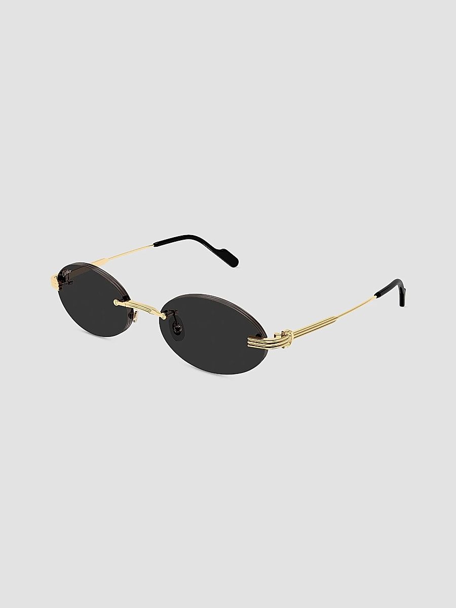 Women's Première de Cartier 53MM 24K-Gold-Plated Rimless Oval Sunglasses - Gold Black