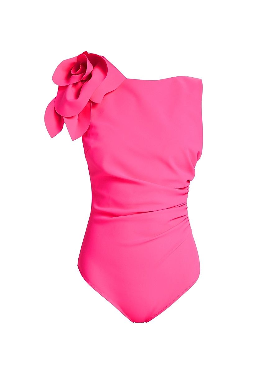 Women's Wlasi 3D Floral One-Piece Swimsuit - Spicy Pink - Size 6