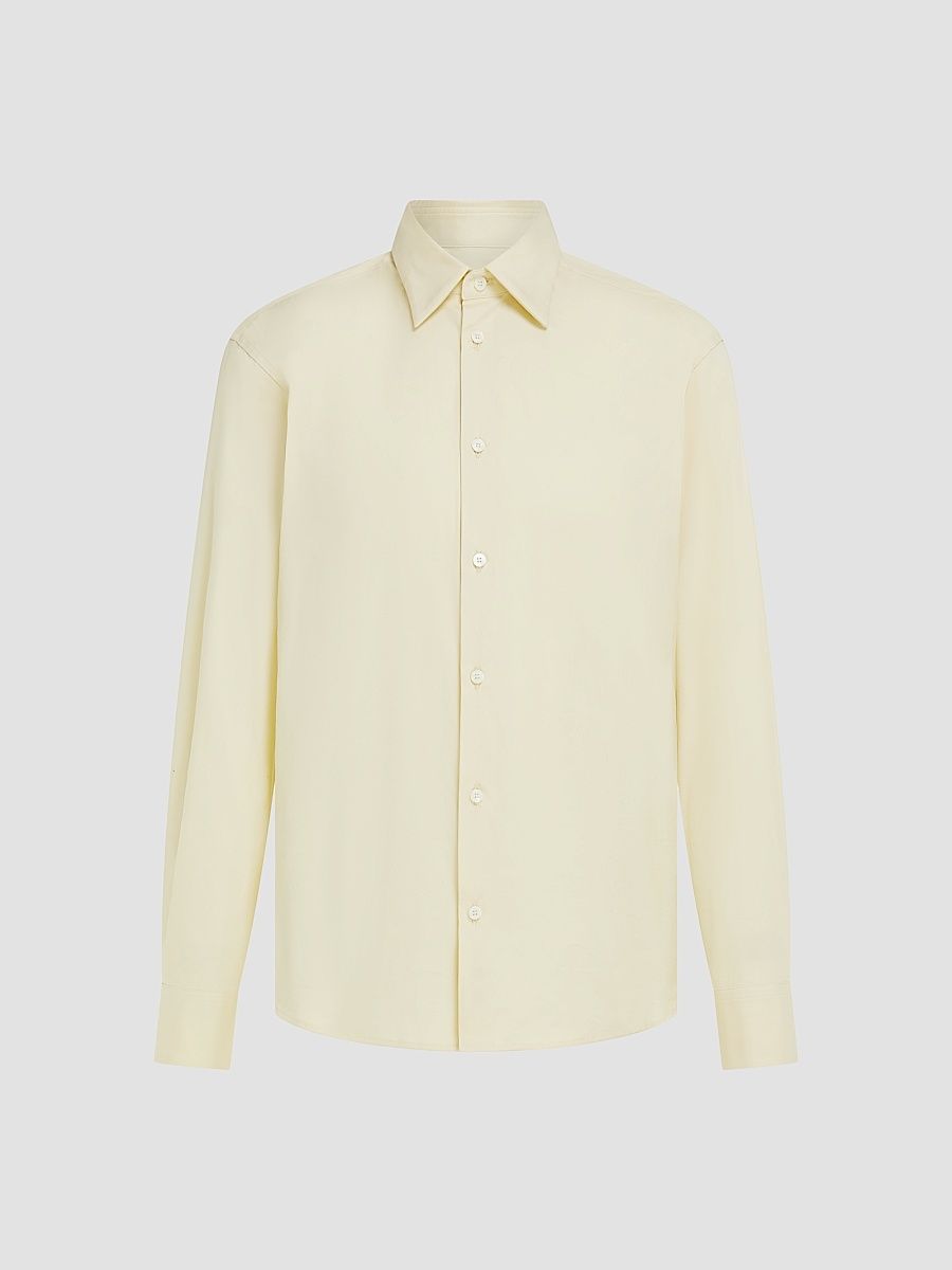 Men's Micro-Print Stretch-Cotton Poplin Shirt - Vanilla - Size 17