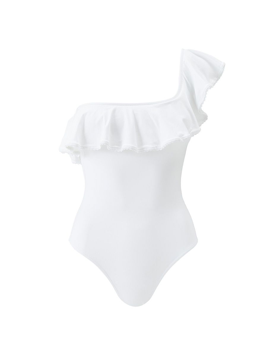 Women's Tennessee Ruffled One-Piece Swimsuit - White - Size 12