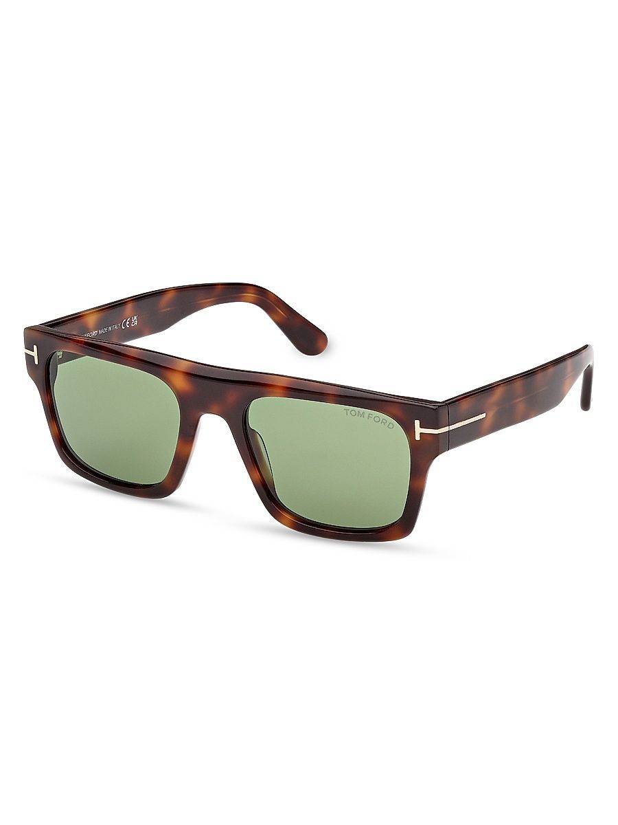 Men's Cyrus 53MM Square Tortoiseshell Sunglasses - Brown Green