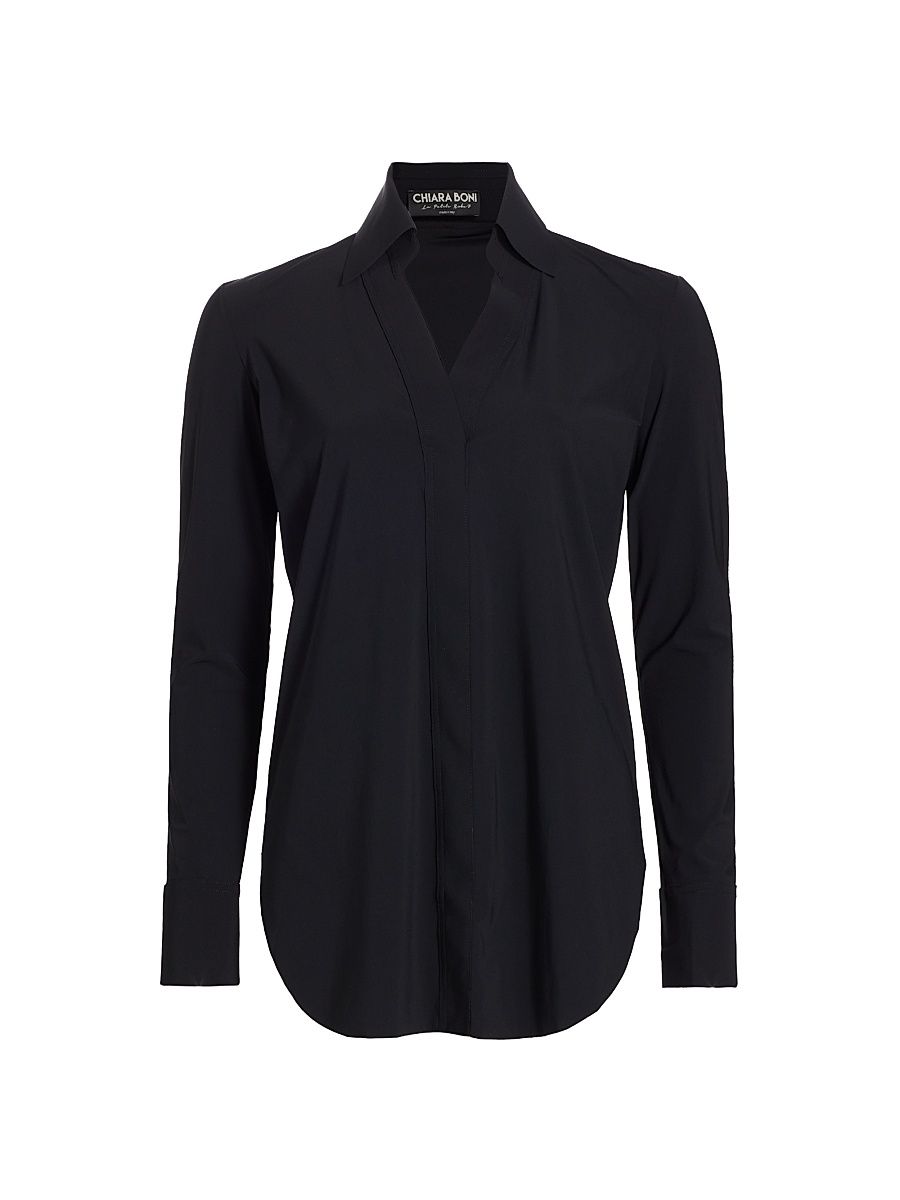 Women's Atena Long-Sleeve Blouse - Black - Size 2