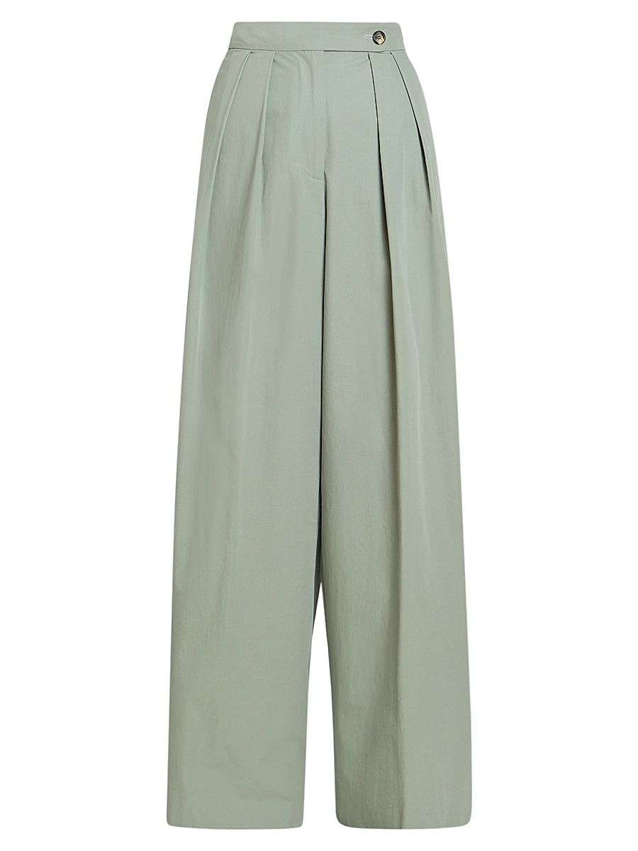 Women's Pamplona Cotton High-Rise Wide-Leg Pants - Pistache - Size 14