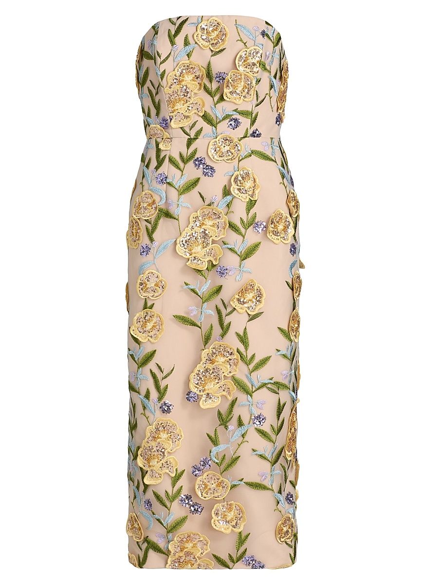 Women's Kait Embroidered Sequined Strapless Midi-Dress - Size 2