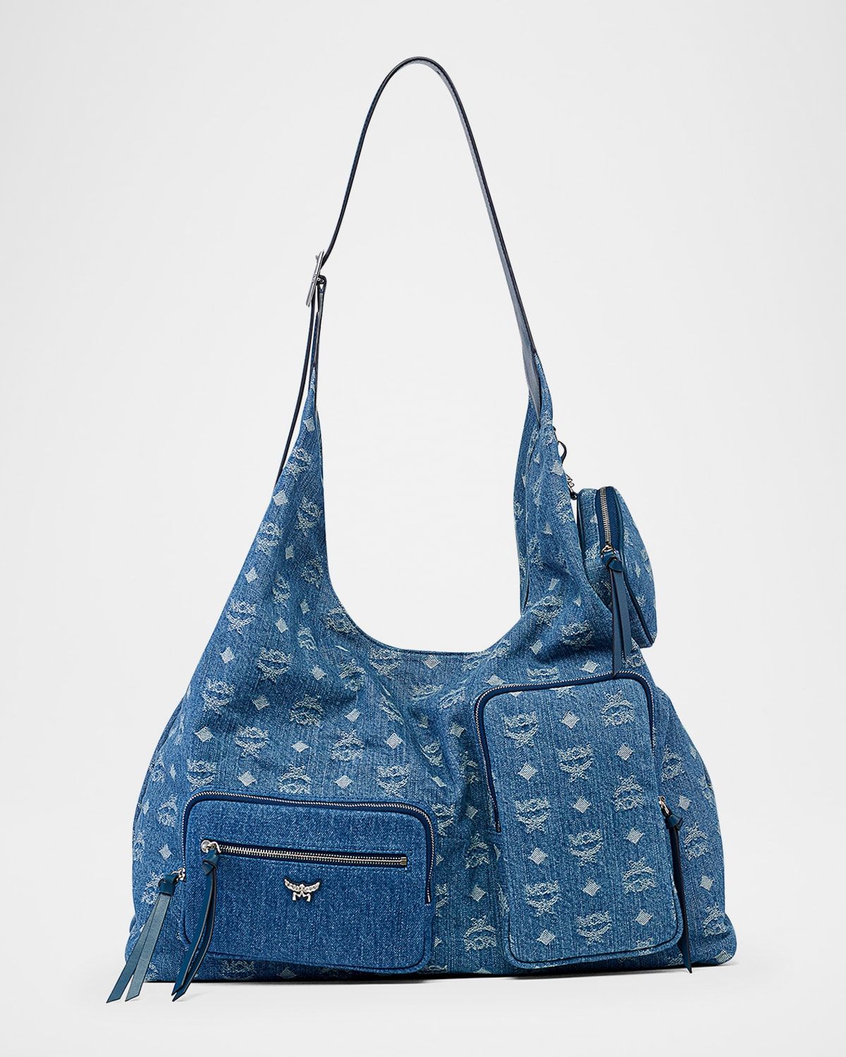 Aren XL Visetos Denim Shoulder Bag