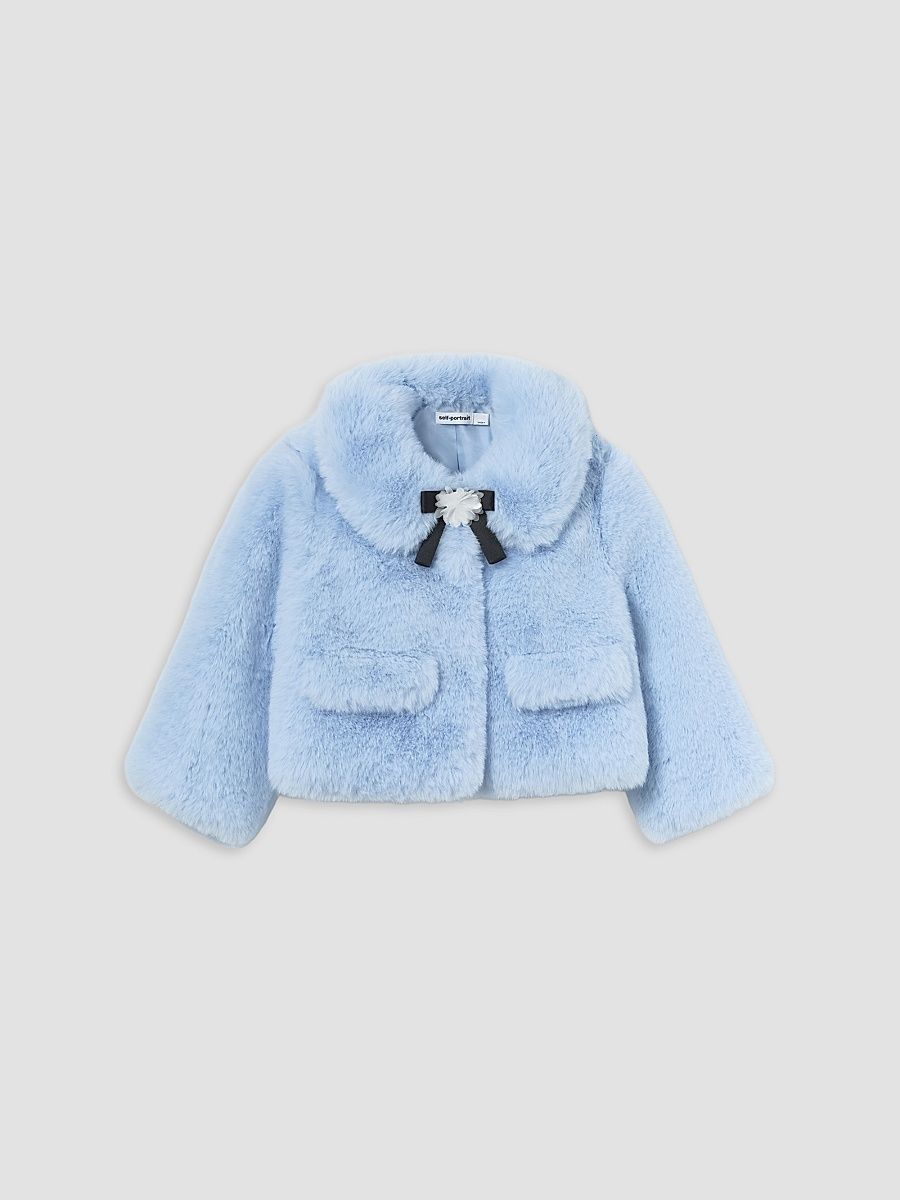 Little Girl's & Girl's Faux Fur Bow Jacket - Blue - Size 10