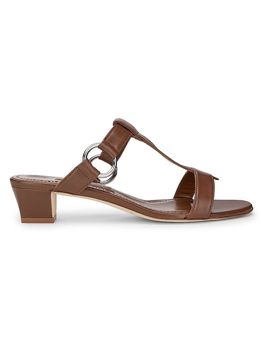 Women's Miona Leather T-Bar Sandals - Dark Brown - Size 8.5