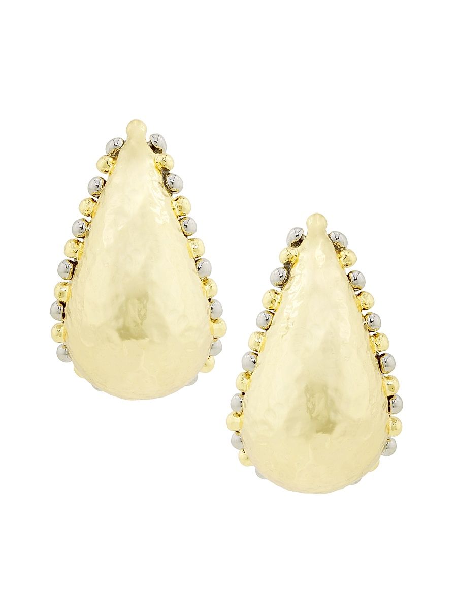 Women's Goldtone Teardrop Huggie Earrings - Gold Silver