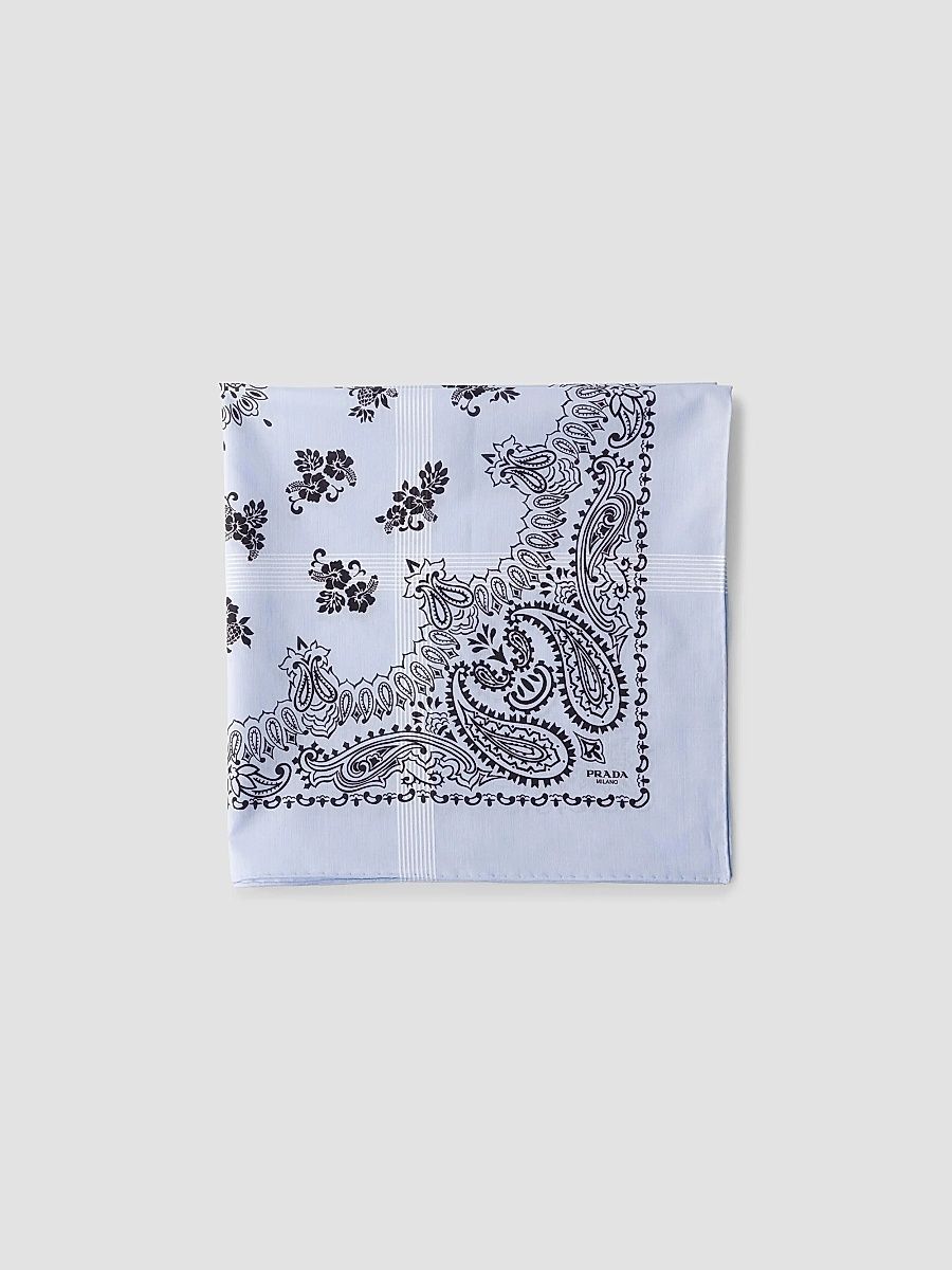 Prada Men's Printed Batiste Scarf - Blue