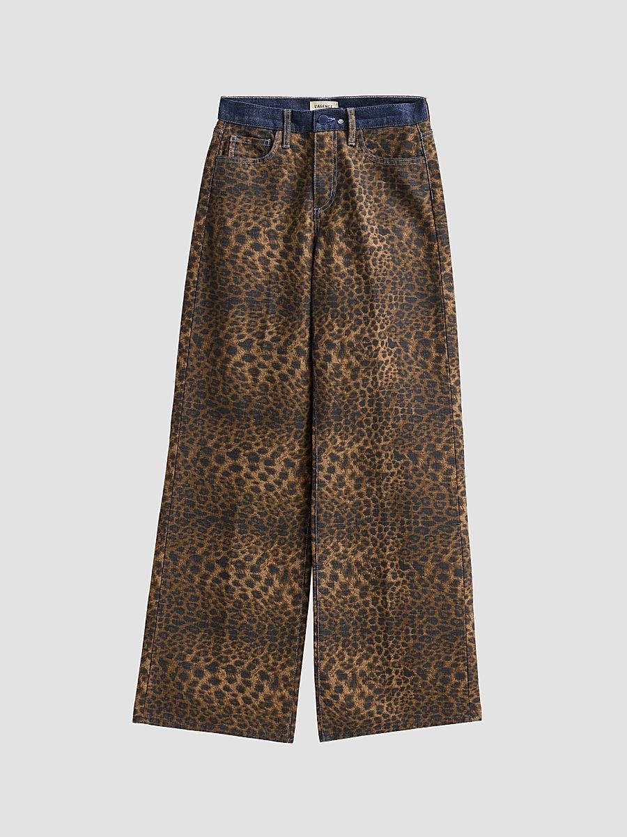 L'AGENCE Women's Alicent Leopard Print Wide-Leg Jeans - Zephyr - Size 32