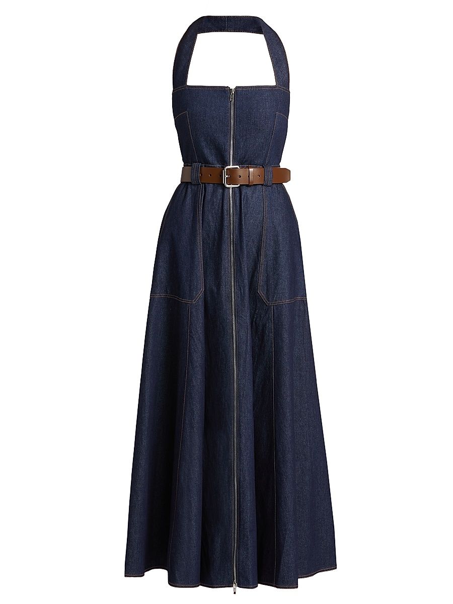 Women's Anastasia Utility Halterneck Midi-Dress - Indigo - Size 2