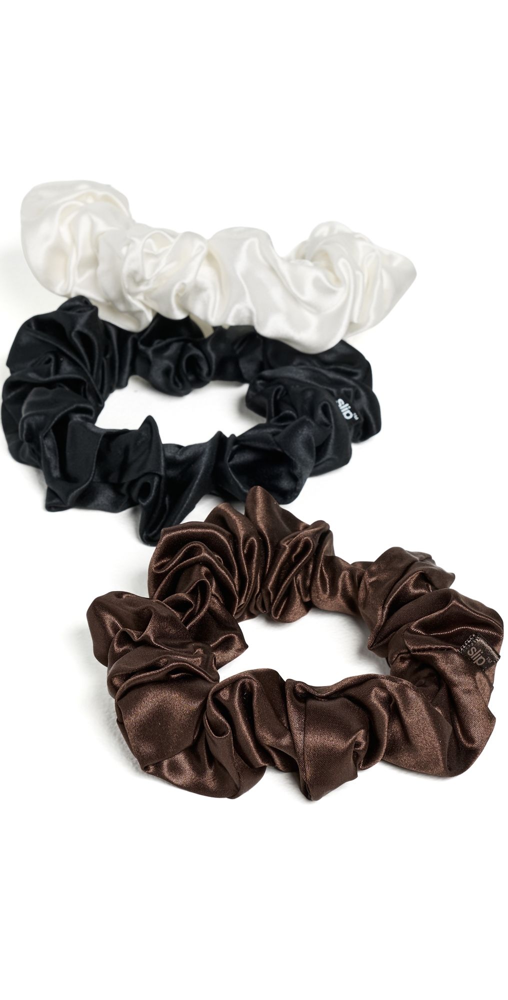 Slip Pure Silk Large Cracker Scrunchie Set of 3 Brown One Size
