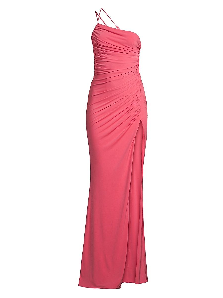 Women's Winnipeg One-Shoulder Ruched Gown - Coral - Size Large