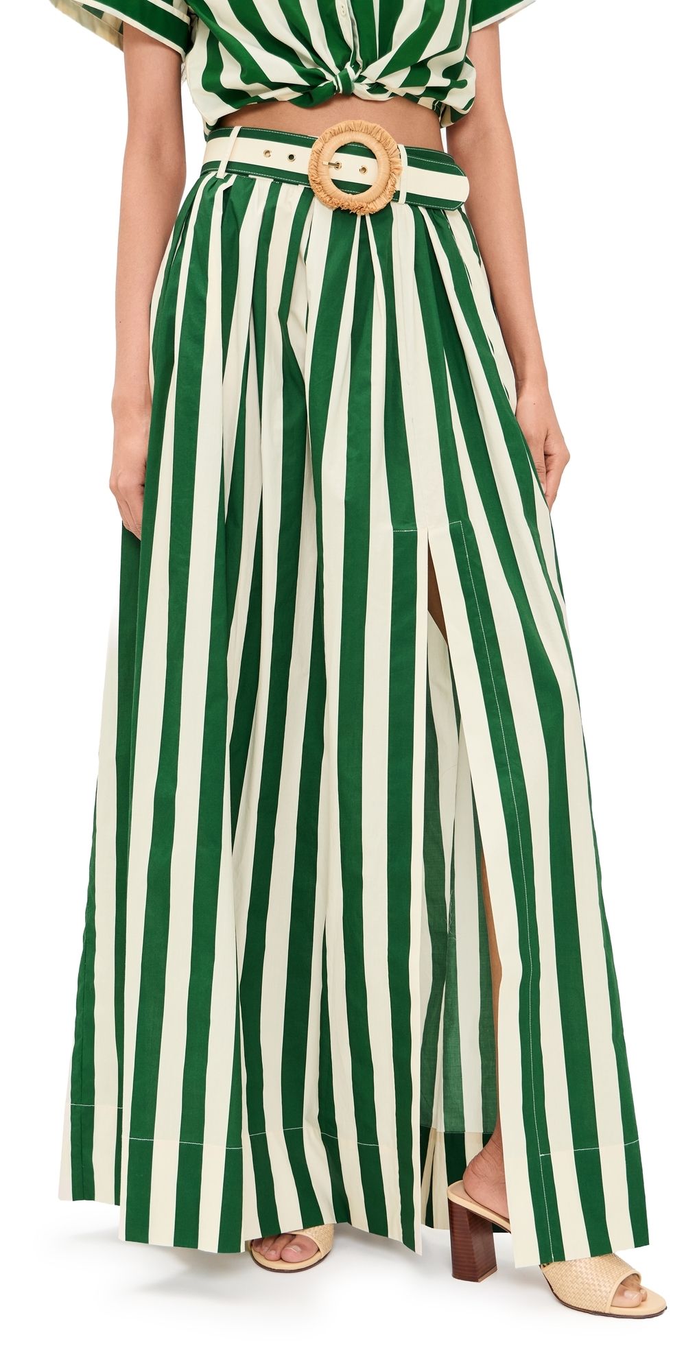 Cara Cara Greenfield Skirt Green White Stripe 8