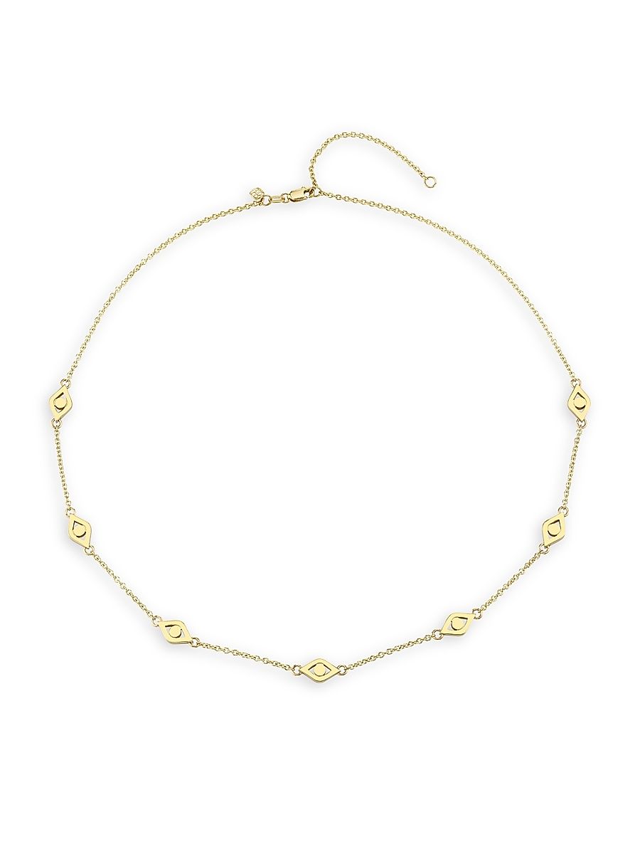 Women's 14K Yellow Gold Mediumn Evil Eye Station Necklace - Gold