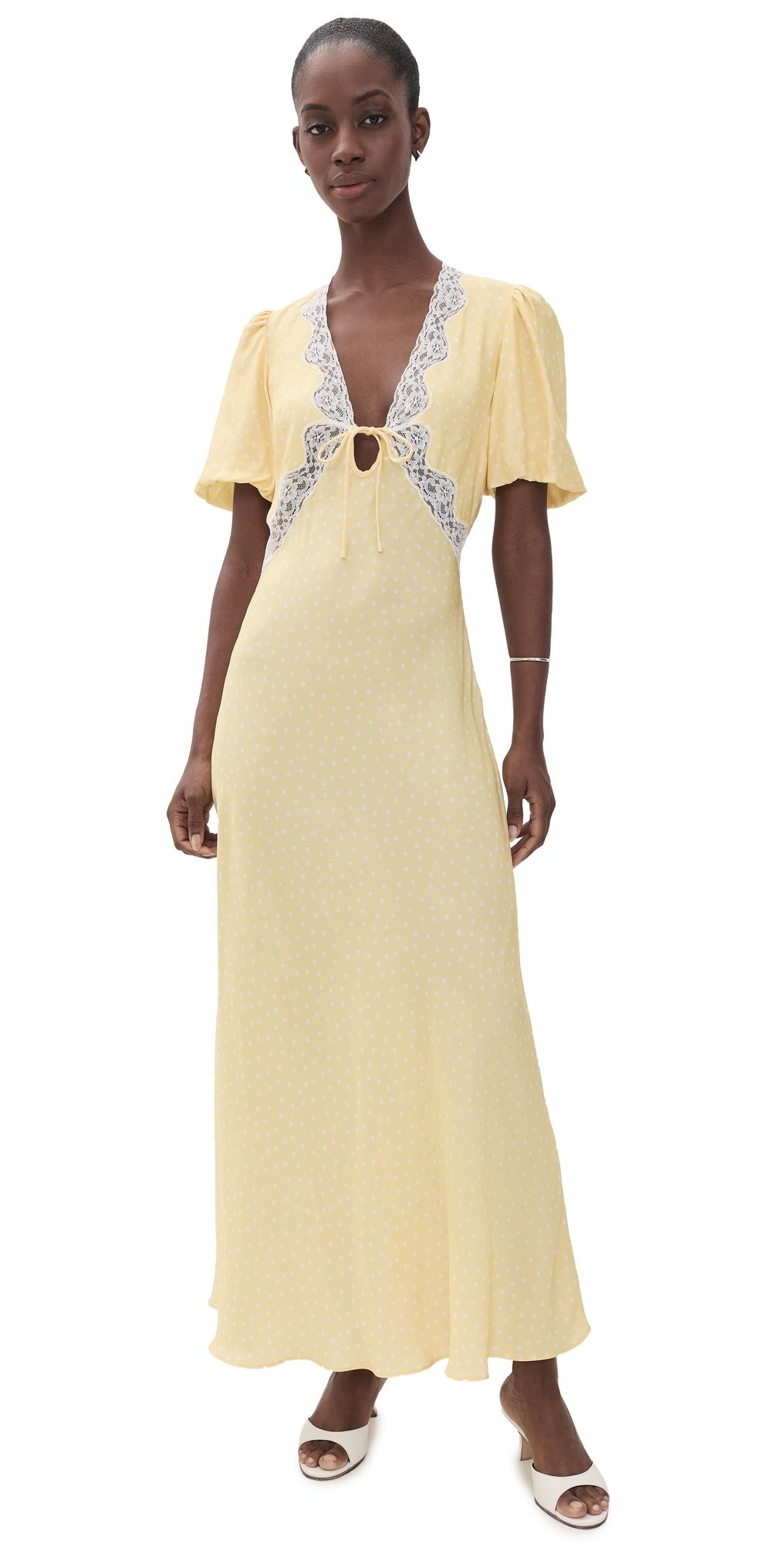 ROAME Sunny Midi Dress Citron Confetti M