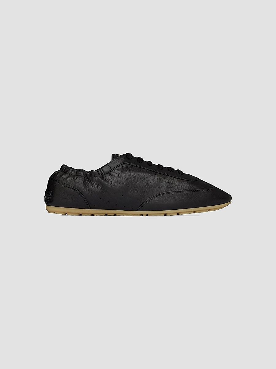 Saint Laurent Women's Lewis Sneakers in Grained Leather - Black - Size 10