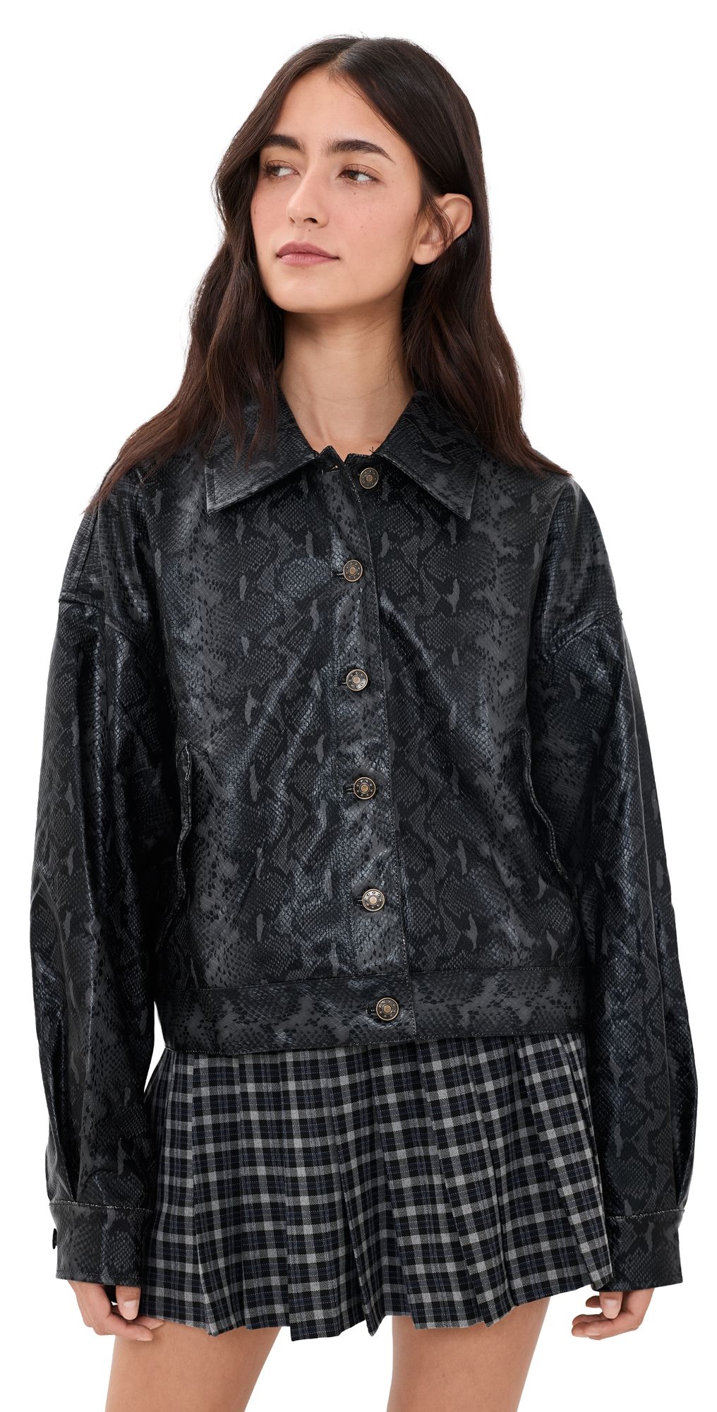 Lioness Angel Faux Leather Jacket Midnight XXL