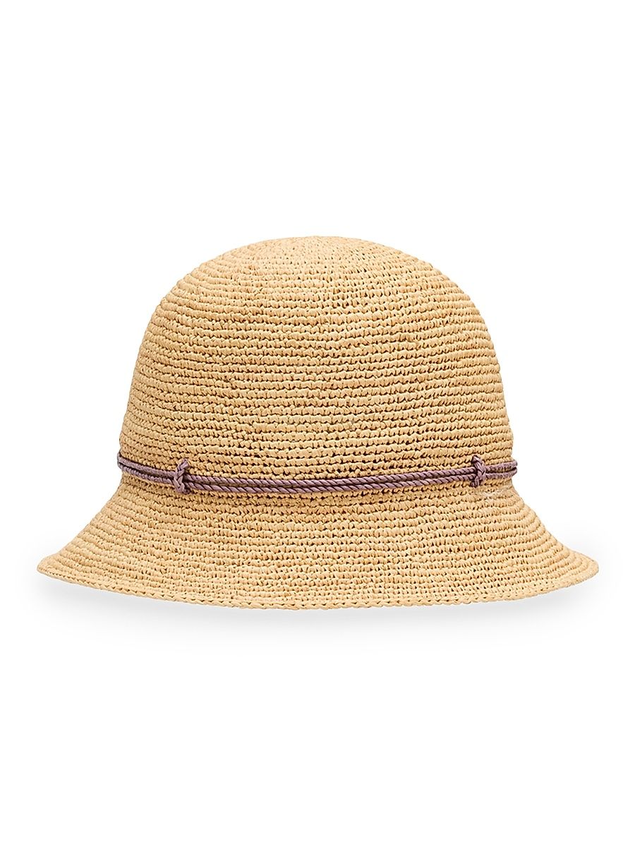 Villa Raffia Bucket Hat - Natural Lilac