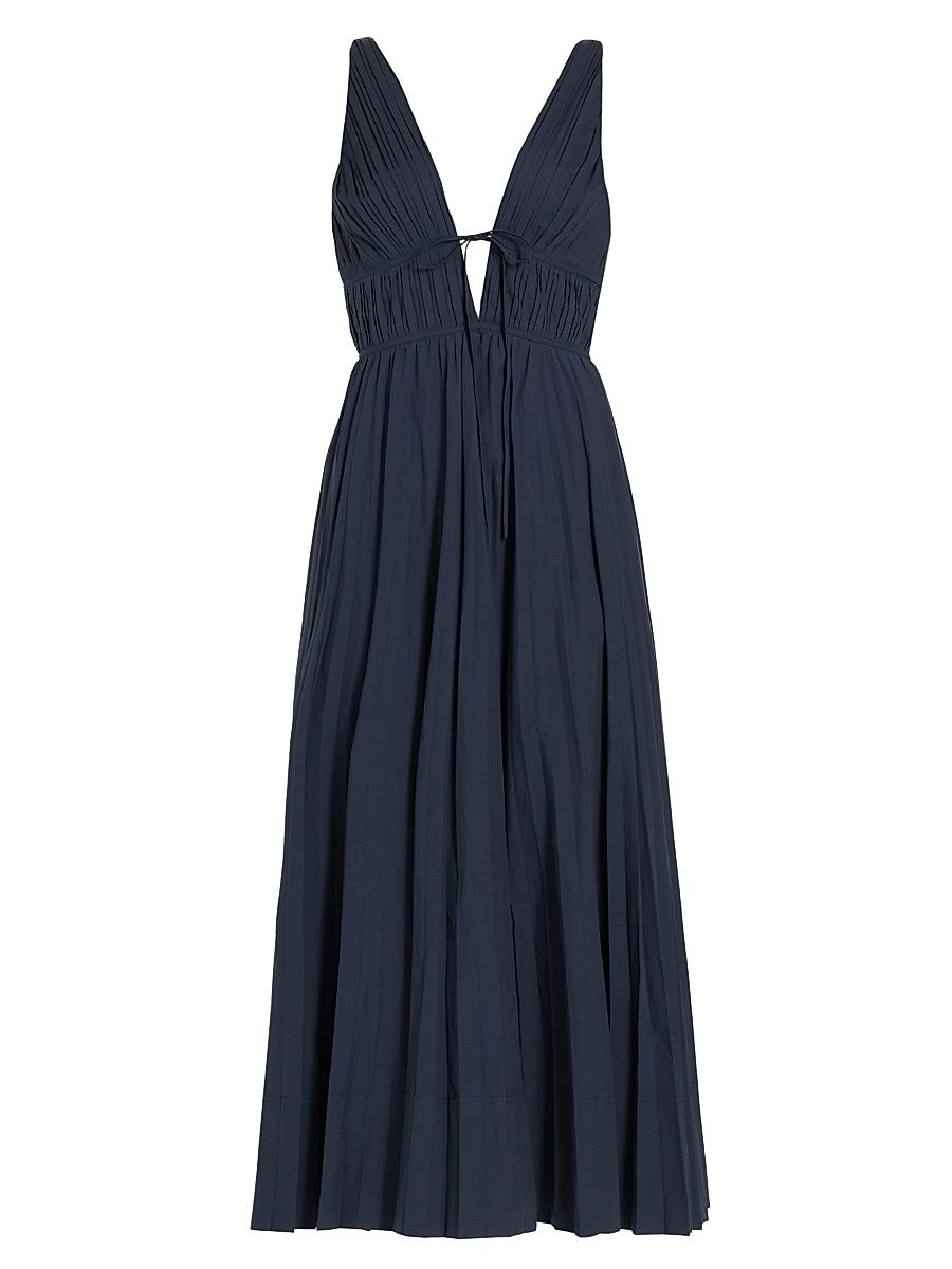 Women's Stephanie Cotton-Blend Sleeveless Midi-Dress - Midnight - Size 8