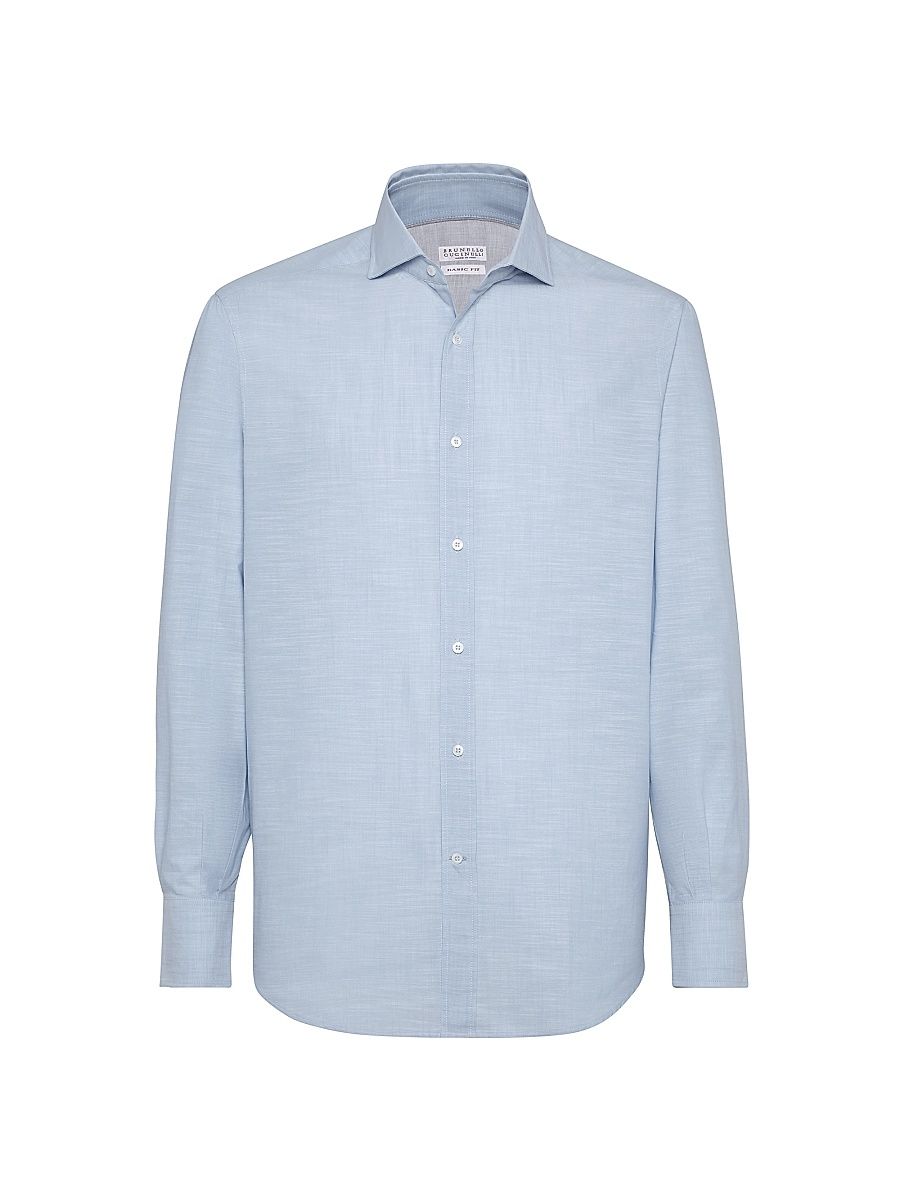 Men's Lightweight Oxford Basic Fit Shirt with Spread Collar - Azure - Size XXL