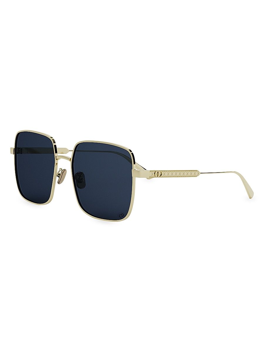 Women's DiorCannage S1U 59MM Square Sunglasses - Gold Dark Blue