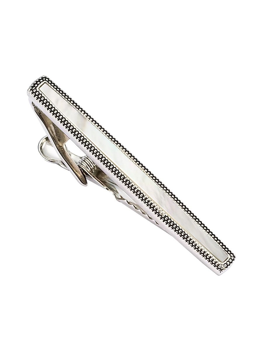 Men's Mother Of Pearl Dotted Frame Tie Bar - White