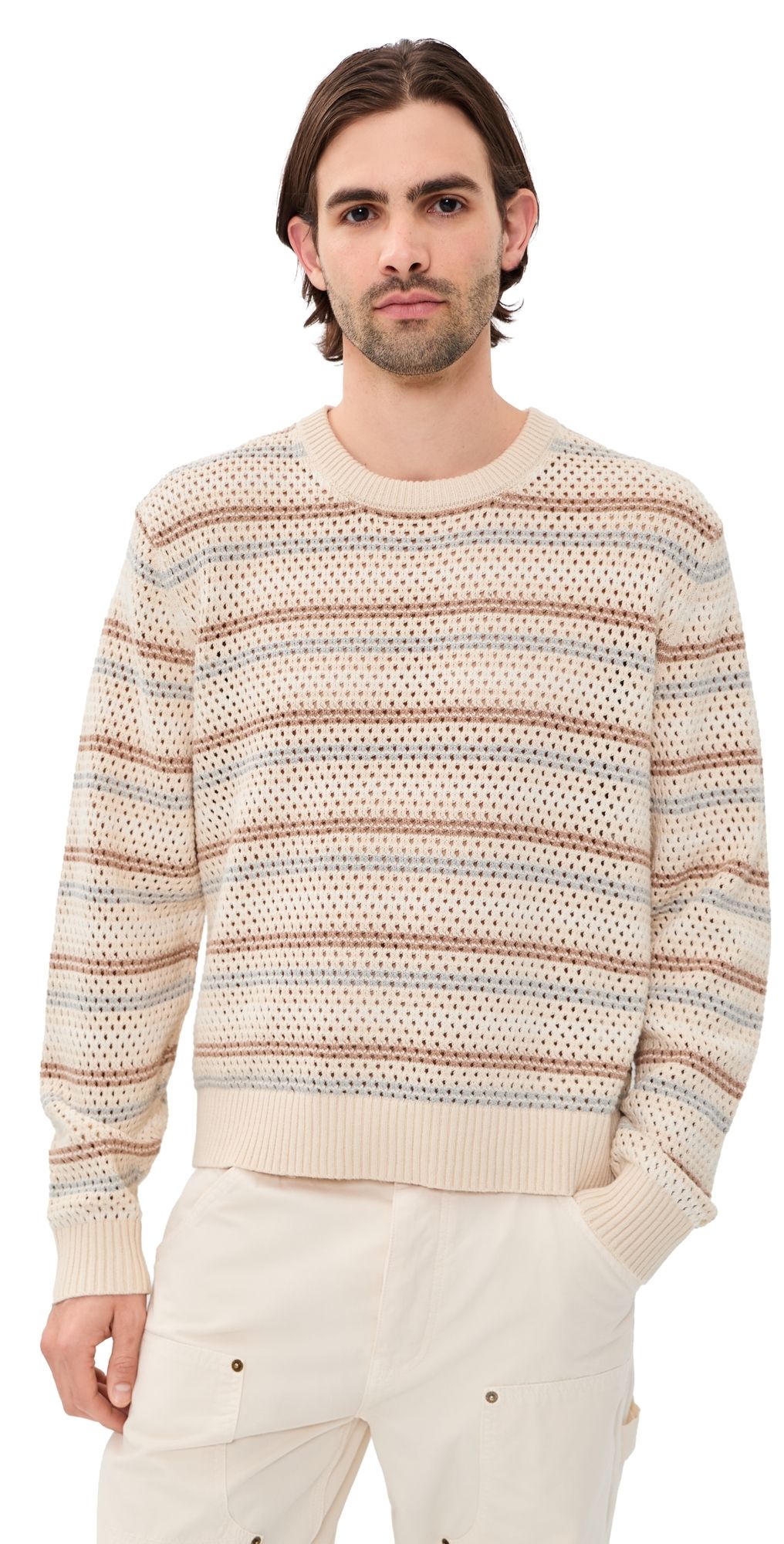 Corridor Linen Stripe Crew Neck Sweater Natural S