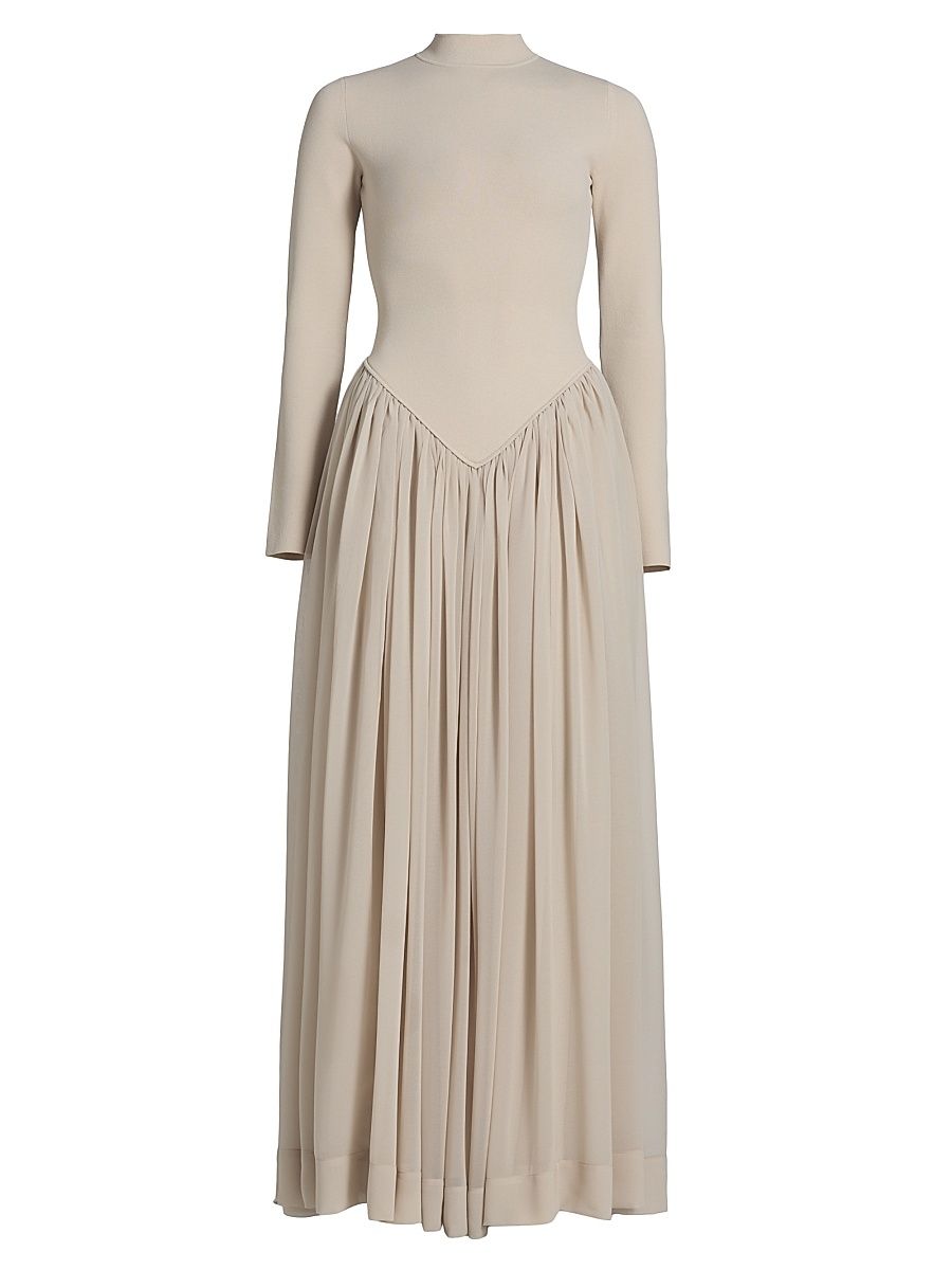 Women's Speck Knit Long-Sleeve Maxi Dress - Sand - Size Small