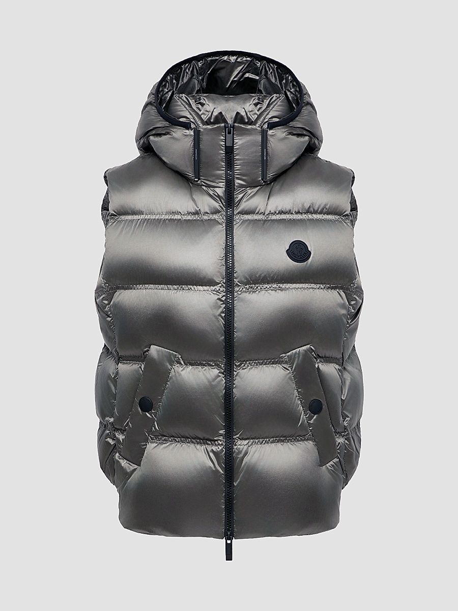 Women's Fluidite Puffer Vest with Hood - Silver - Size Large