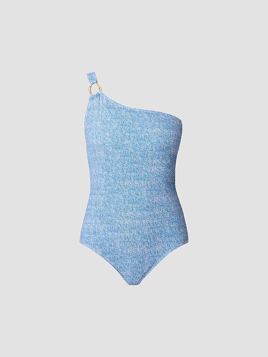 Shoshanna Women's Ring One-Shoulder One-Piece Swimsuit - Denim - Size 8
