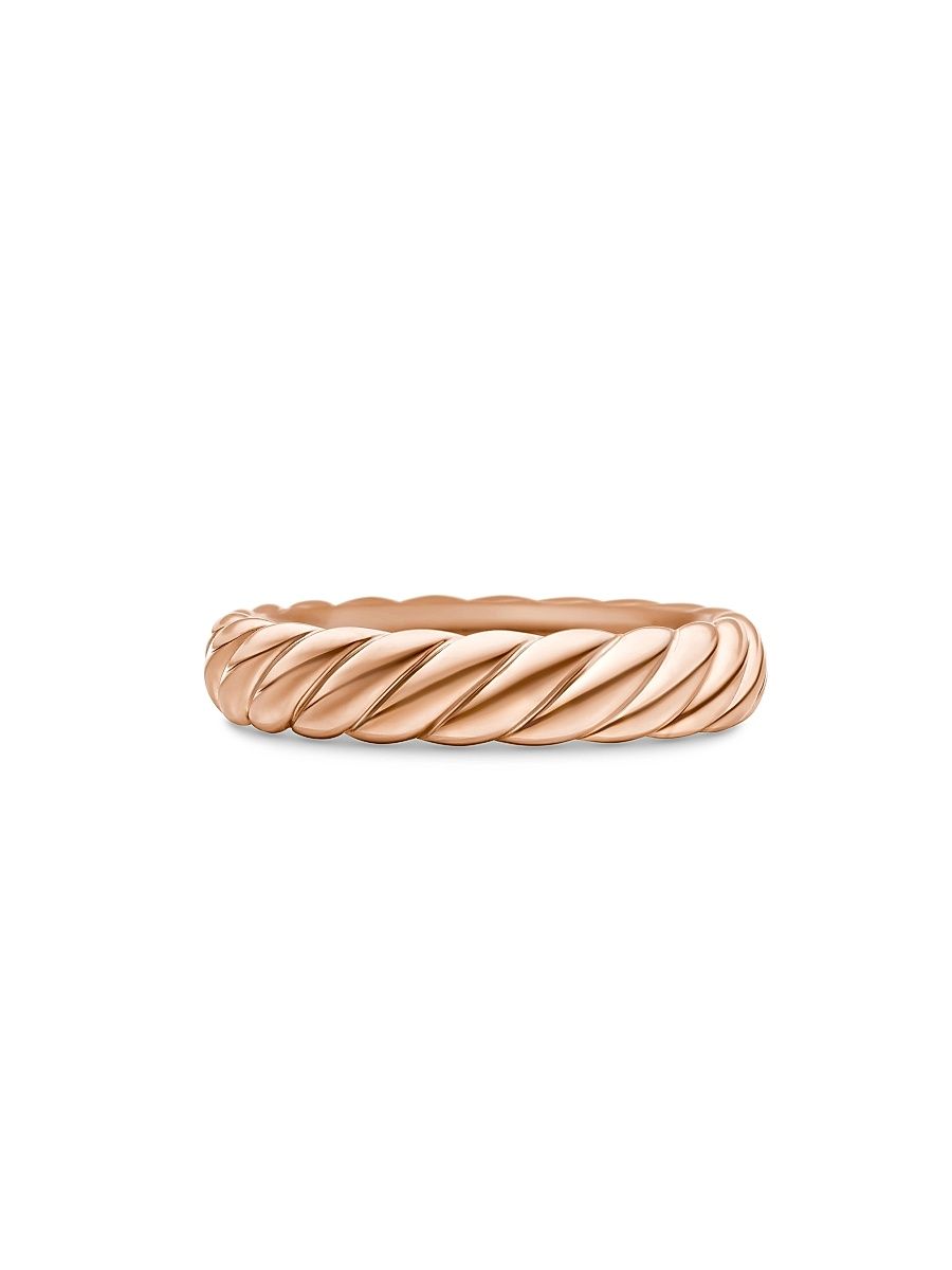 Women's Sculpted Cable Band Ring In 18K Rose Gold - Rose Gold - Size 7
