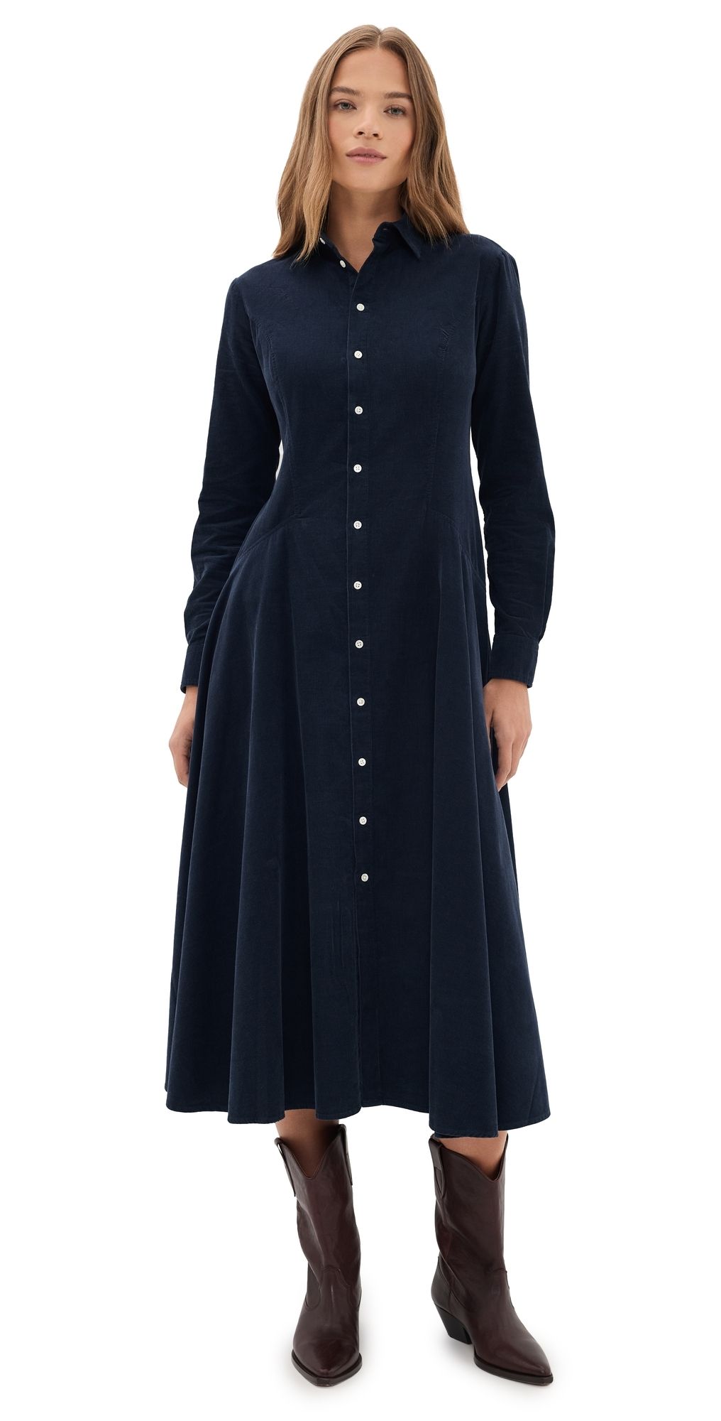 Polo Ralph Lauren Corduroy Collared Dress Navy 4