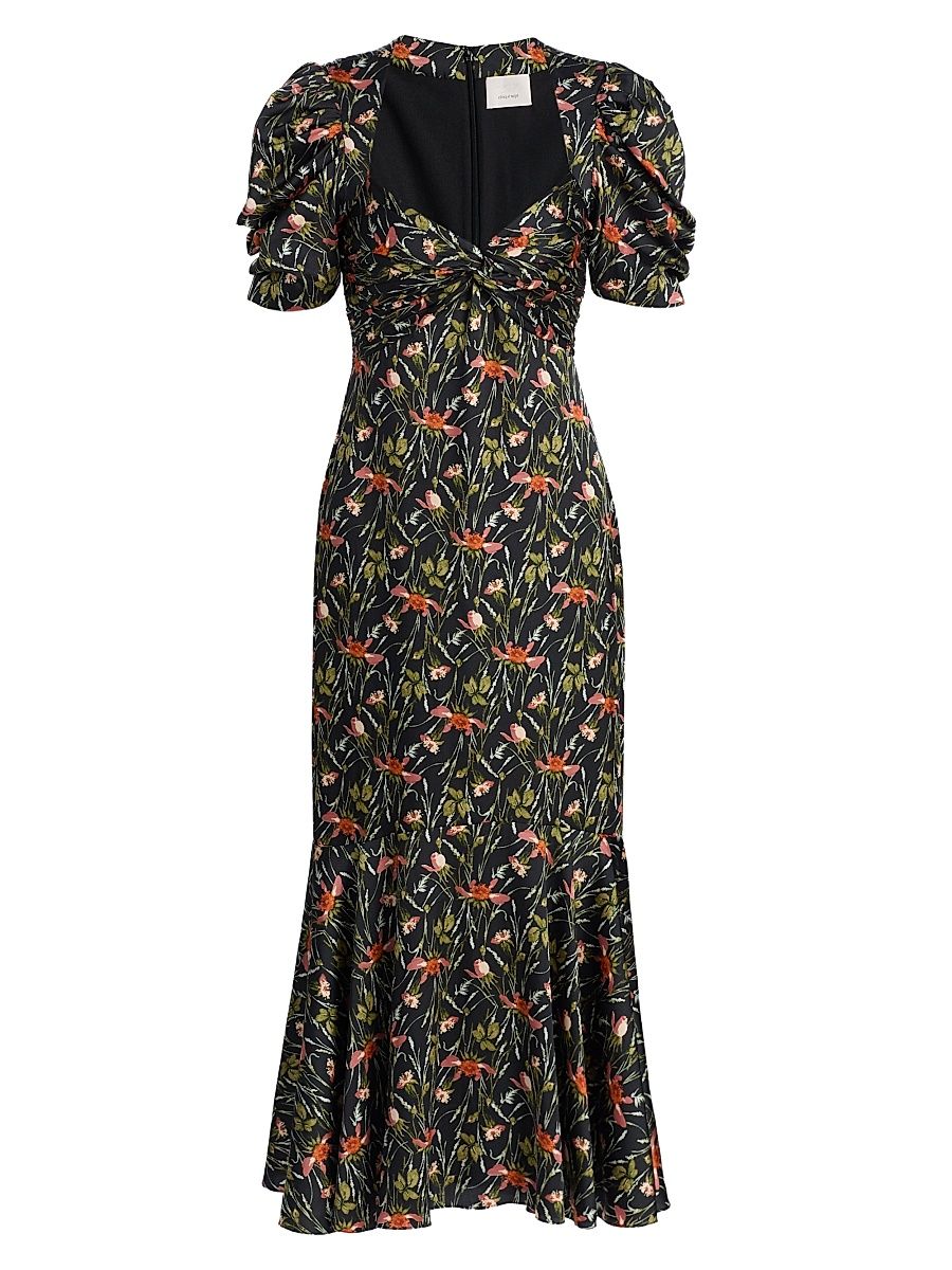 Women's Windswept Meadow Wilma Midi-Dress - Black Multi - Size 16