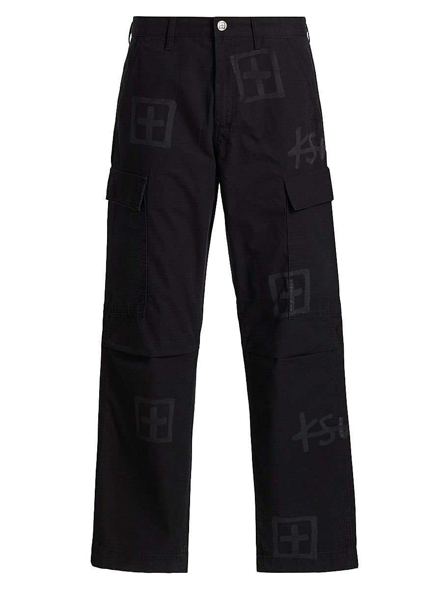 Men's Future Memory Fugitive Tonal-Graphic Cargo Pants - Black - Size 38
