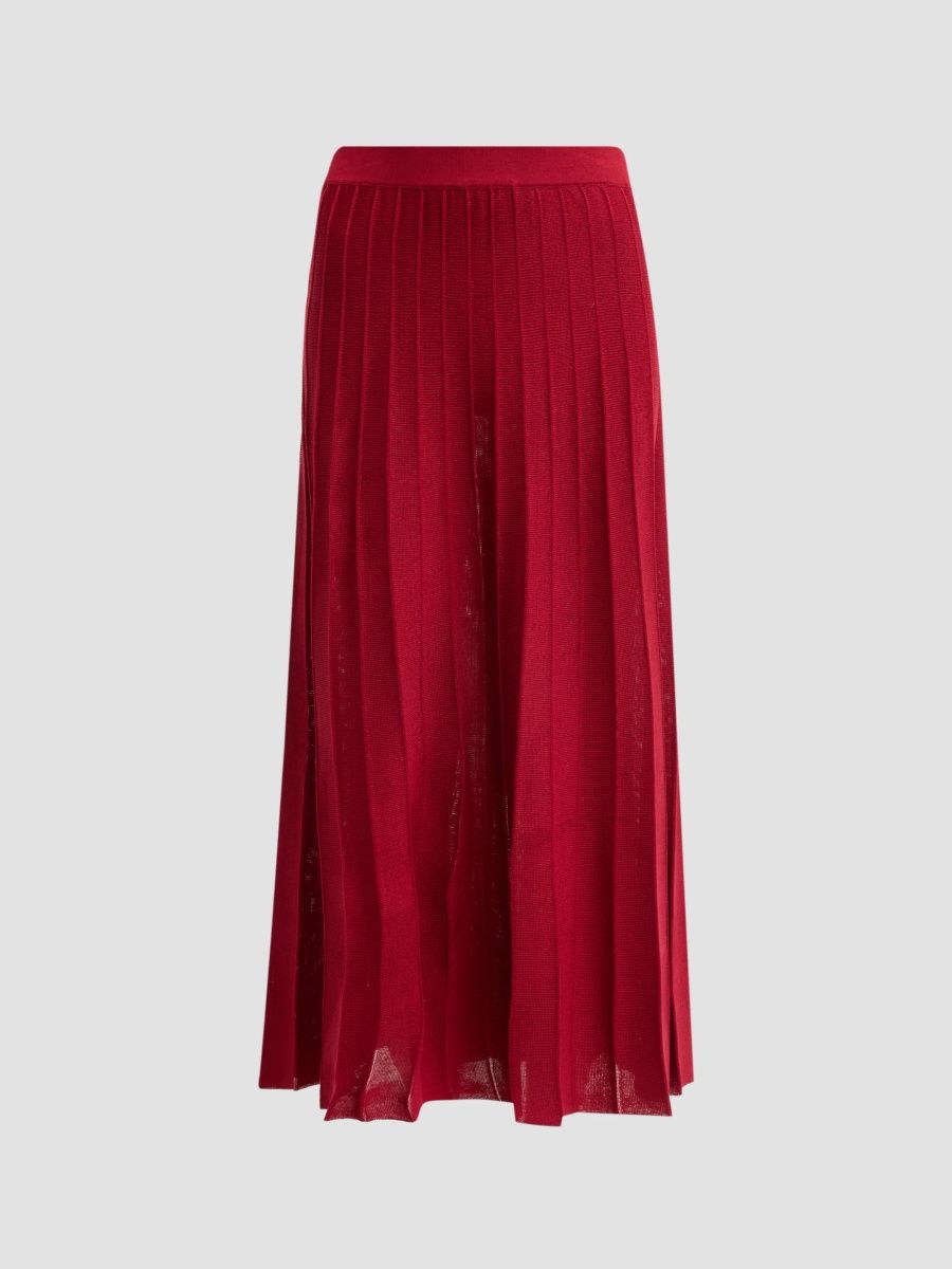 Misook Women's Pleated A-Line Maxi Skirt - Scarlet Red - Size XXL