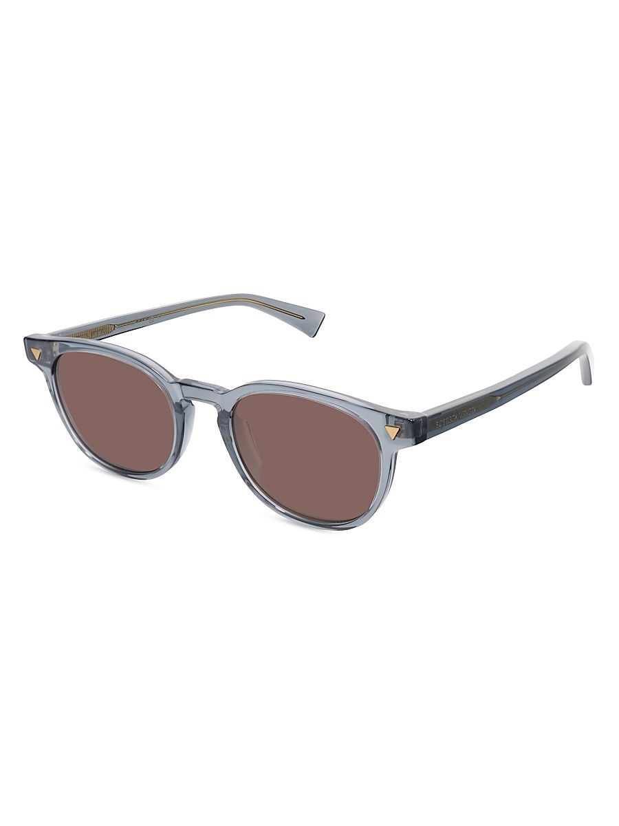 Men's Triangle Stud 50MM Round Sunglasses - Brown Blue