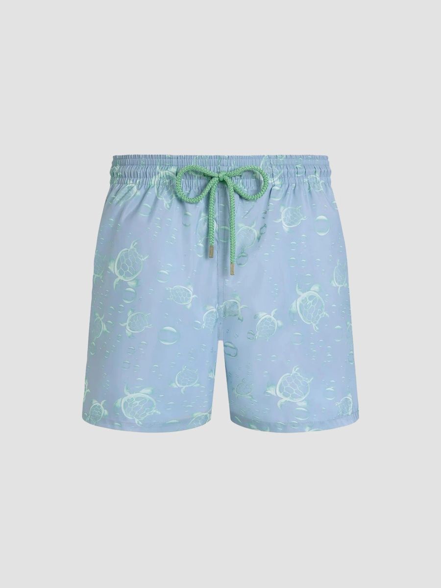 Vilebrequin Men's Bubbles Turtles 3D Print Swim Shorts - Cloudy - Size Small